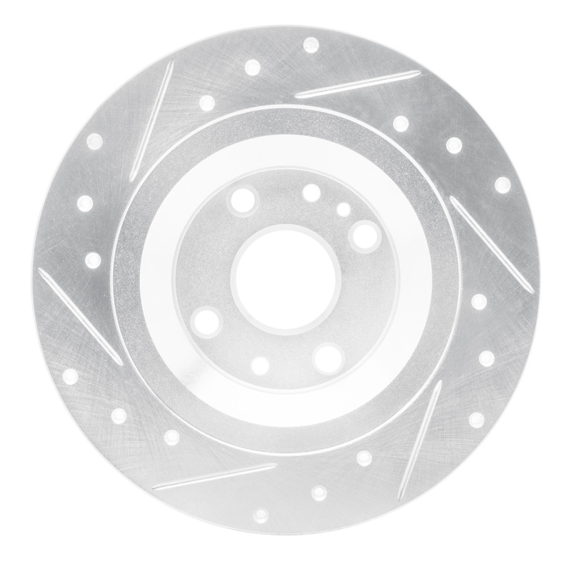 Mazda Miata Brake Rotor (1) - Rear Right - R1 Concepts - Drilled & Slotted - Silver - `01-`05